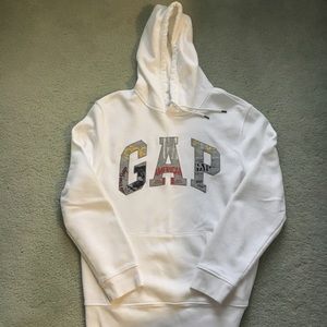 White GAP Remix Logo Fleece Pullover Hoodie